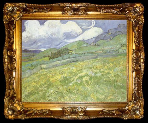 framed  Vincent Van Gogh Mountainous Landscape behind Saint-Paul Hospital (nn04), ta009-2
